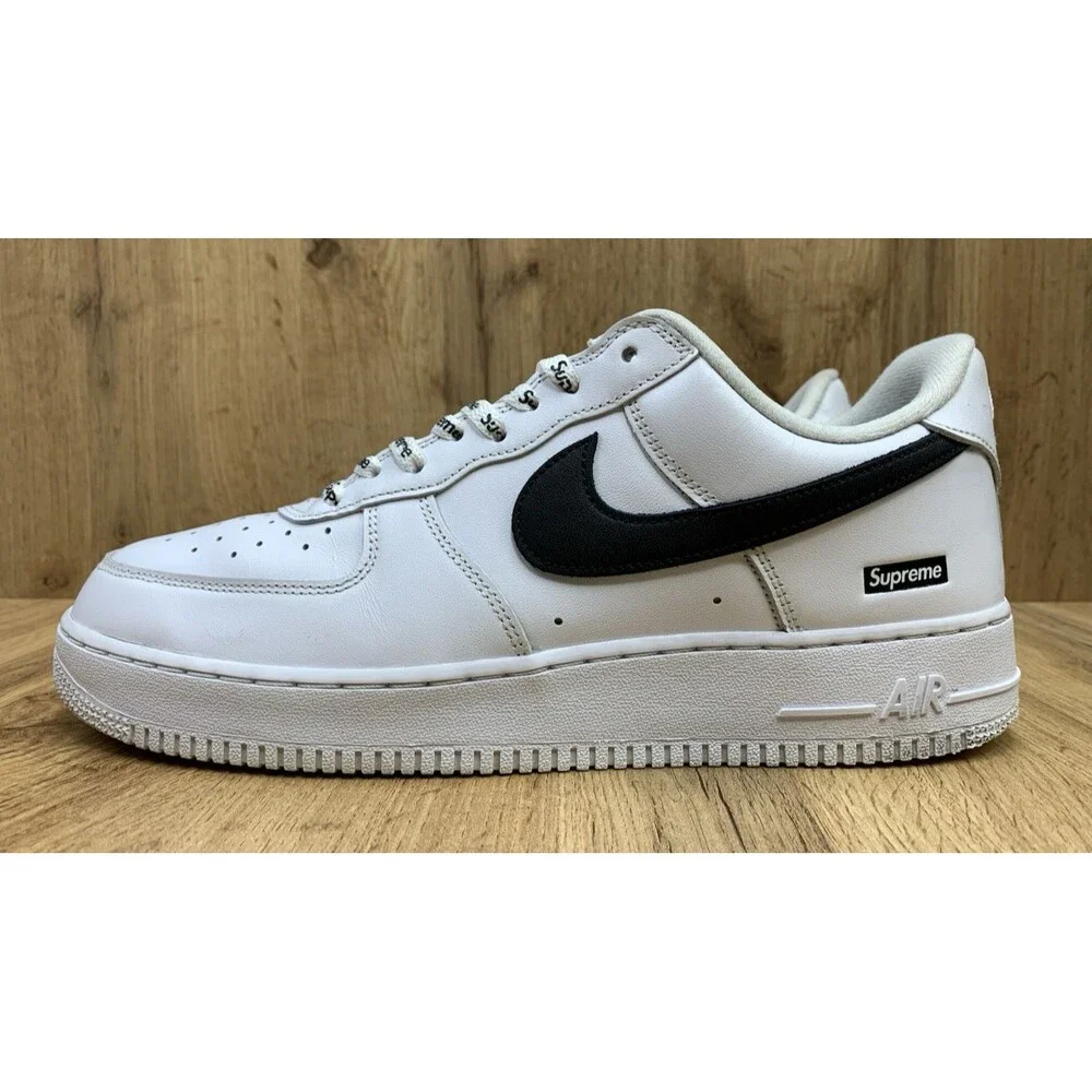 Nike Air Force 1 Low Supreme Sneaker Shoes CU9225-102 White Black Men Size 10.5